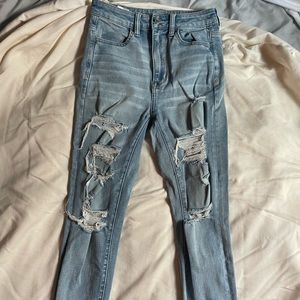 American Eagle High Rise Ripped Jeans